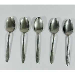 Silco Stainless Mardi Gras 6 Piece Dinner Spoons Stainless Steel 1960s Vintage